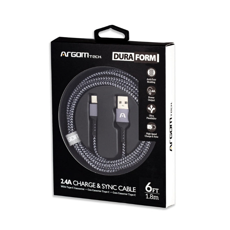 CABLE TYPE-C TO USB 2.0 NYLON BRAIDED DURA FORM ARG-CB-0025BK
