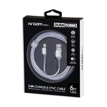CABLE TYPE-C TO USB 2.0 NYLON BRAIDED DURA FORM ARG-CB-0025WT