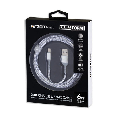 CABLE TYPE-C TO USB 2.0 NYLON BRAIDED DURA FORM ARG-CB-0025WT