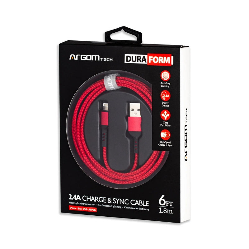 CABLE LIGHTNING TO USB 2.0 NYLON BRAIDED DURA FORM ARG-CB-0023RD
