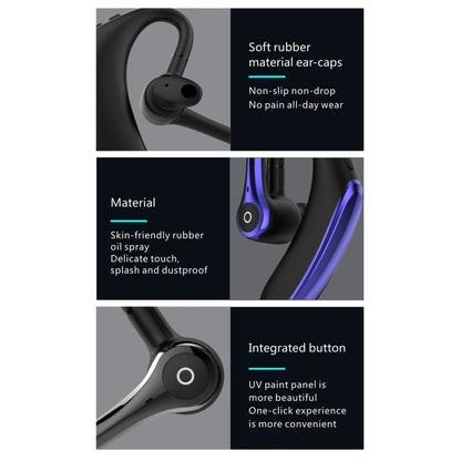 F910 Bluetooth 5.0 Hanging Ear Style Dual Mic Noise Cancelling Bluetooth Earphone(Black Blue)