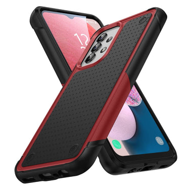 Samsung Galaxy A13 A23 A32 A04S PC + TPU Shockproof Protective Phone Case(Red+Black)