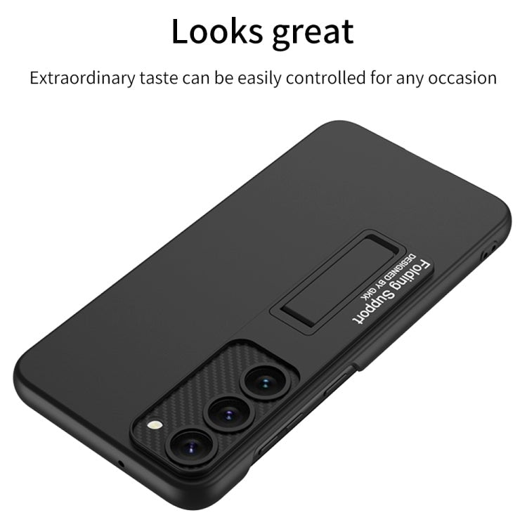 Samsung Galaxy S23 Ultra 5G GKK Ultra-thin Shockproof Phone Case with Holder(Black)
