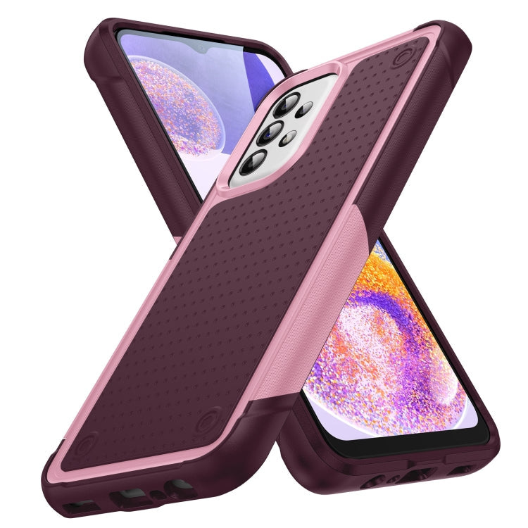 Samsung Galaxy A23 A32 A13 A04S PC + TPU Shockproof Protective Phone Case(Pink+Dark Red)