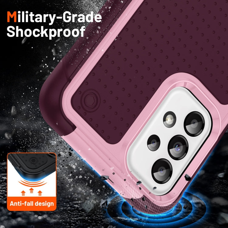 Samsung Galaxy A23 A32 A13 A04S PC + TPU Shockproof Protective Phone Case(Pink+Dark Red)