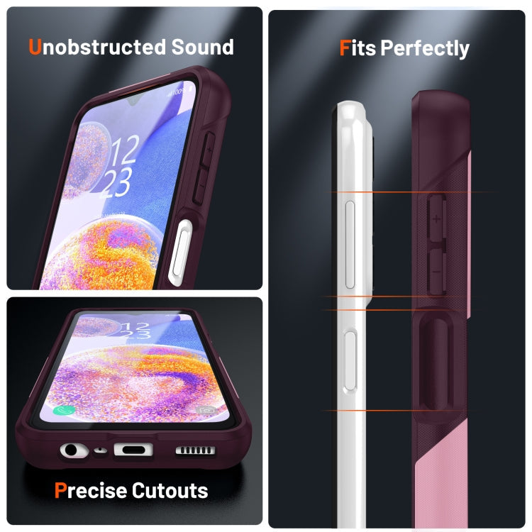 Samsung Galaxy A23 A32 A13 A04S PC + TPU Shockproof Protective Phone Case(Pink+Dark Red)
