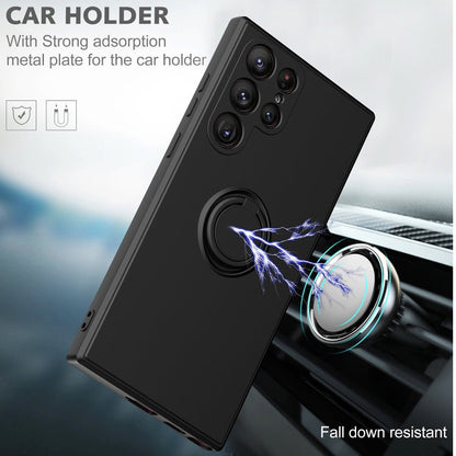 Samsung Galaxy S23 Plus 5G Ring Kickstand TPU Silicone Phone Case(Black)