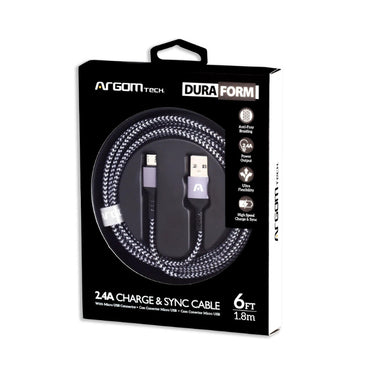 CABLE MICRO USB TO USB 2.0 NYLON BRAIDED DURA FORM ARG-CB-0021BK