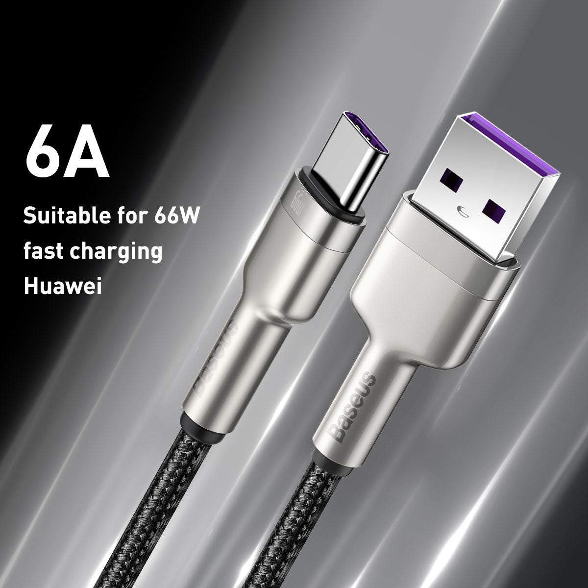 Baseus CAKF000201 Cafule Series 66W USB to USB-C / Type-C Metal Data Cable, Cable Length:2m(Black)