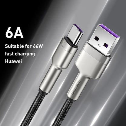 Baseus CAKF000201 Cafule Series 66W USB to USB-C / Type-C Metal Data Cable, Cable Length:2m(Black)