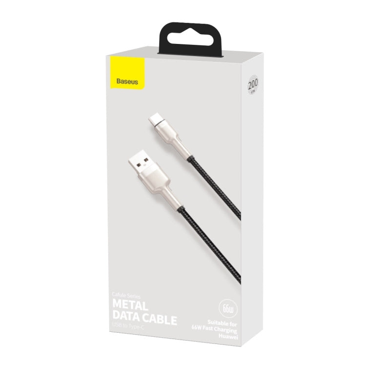Baseus CAKF000201 Cafule Series 66W USB to USB-C / Type-C Metal Data Cable, Cable Length:2m(Black)