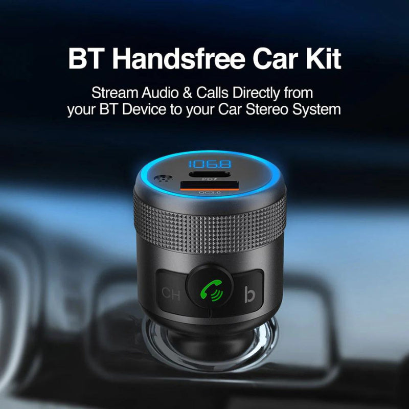 SPECTRO T1 BT HANDS FREE CAR KIT WITH DUAL FAST CHARGING PORTS (PD + QC3.0 USB)