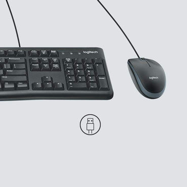 Logitech Mk120 Wired Desktop Set Keyboard/Mouse USB Black