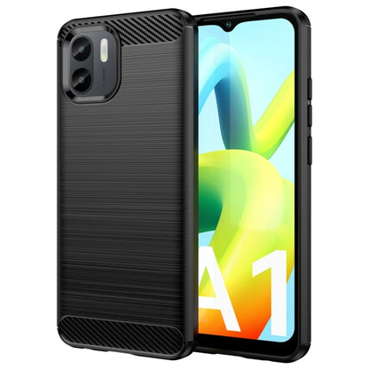 Xiaomi Redmi A1 Brushed Texture Carbon Fiber TPU Phone Case(Black)