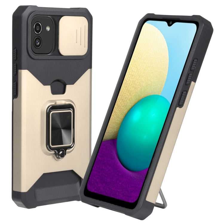 Samsung Galaxy A03 Sliding Camera Cover Design PC + TPU Shockproof Phone Case(Gold)