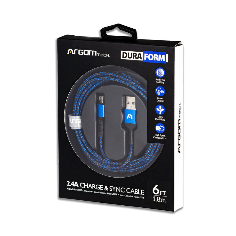 CABLE MICRO USB TO USB 2.0 NYLON BRAIDED DURA FORM ARG-CB-0021Bl