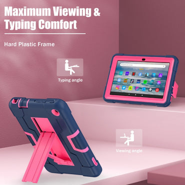 Amazon Kindle Fire 7 2022  Tablet Case(Navy Rose Red)