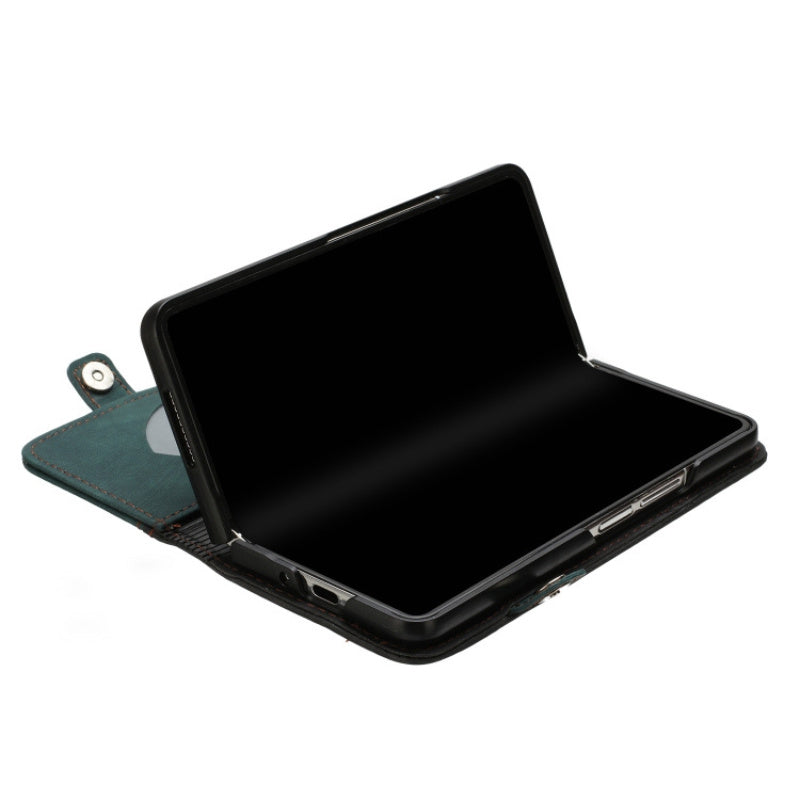 Samsung Galaxy Z Fold 4 5G Double Fold Leather Phone Case(Dark Green)