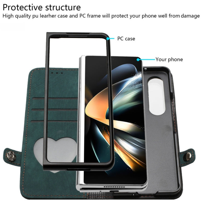 Samsung Galaxy Z Fold 4 5G Double Fold Leather Phone Case(Dark Green)