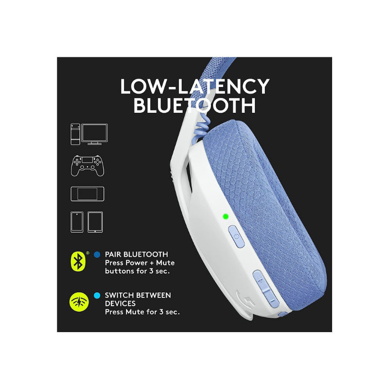 Logitech G435 LIGHTSPEED and Bluetooth Wireless Gaming Headset  Blue / White