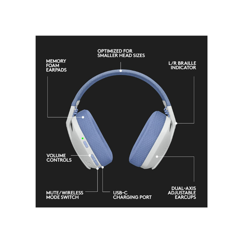 Logitech G435 LIGHTSPEED and Bluetooth Wireless Gaming Headset  Blue / White
