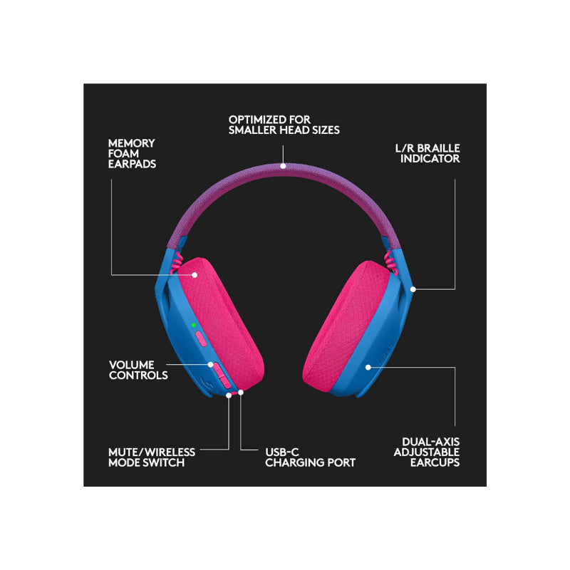 Logitech G435 LIGHTSPEED and Bluetooth Wireless Gaming Headset  Blue / Pink