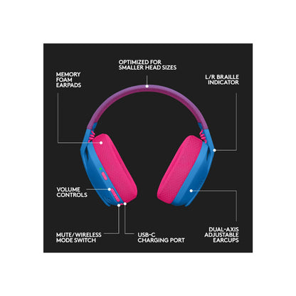 Logitech G435 LIGHTSPEED and Bluetooth Wireless Gaming Headset  Blue / Pink