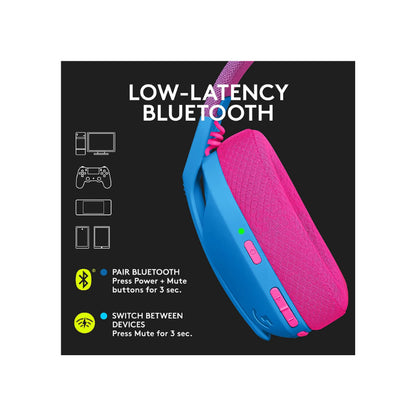 Logitech G435 LIGHTSPEED and Bluetooth Wireless Gaming Headset  Blue / Pink