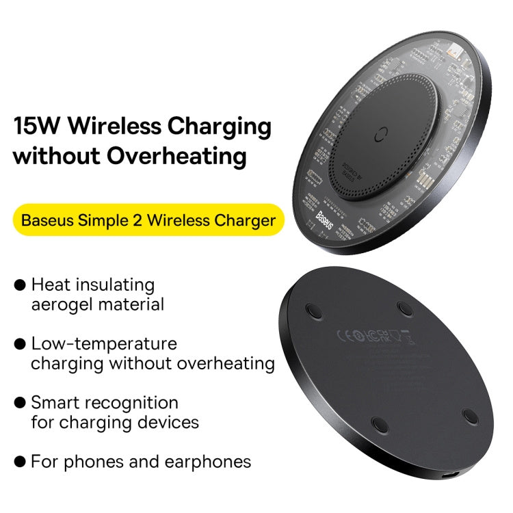Baseus BS-W530 15W QI Fast Wireless Charger with USB-C / Type-C Cable(Black)